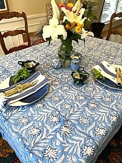 The Perfect Basic: Block Print Table Cloth For All Seasons. (60 x 90)