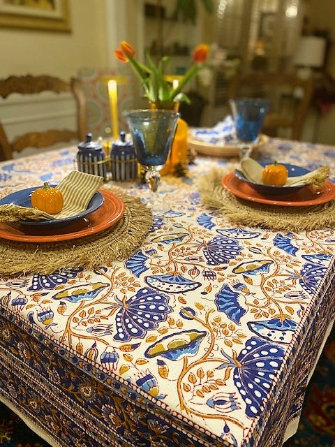 Dramatic and Versatile Hand Block Printed Table Cover (60x90)