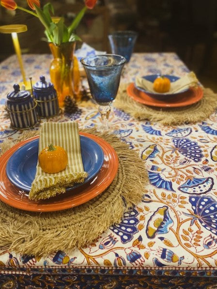 Dramatic and Versatile Hand Block Printed Table Cover (60x90)