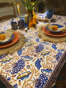 Dramatic and Versatile Hand Block Printed Table Cover (60x90)