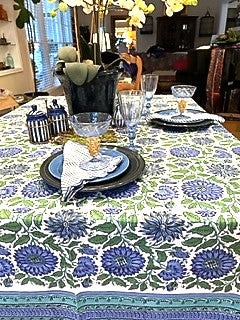 Smart Navy, White and Green Block Print Table Cloth (60x90) is exceptional.