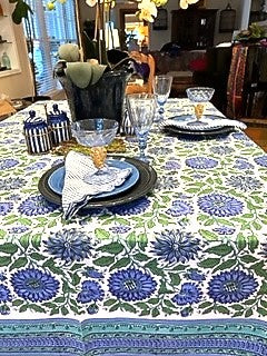 Smart Navy, White and Green Block Print Table Cloth (60x90) is exceptional.