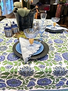 Smart Navy, White and Green Block Print Table Cloth (60x90) is exceptional.