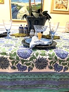 Smart Navy, White and Green Block Print Table Cloth (60x90) is exceptional.