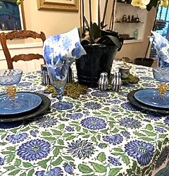 Smart Navy, White and Green Block Print Table Cloth (60x90) is exceptional.