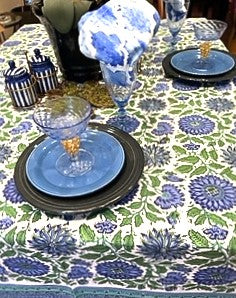 Smart Navy, White and Green Block Print Table Cloth (60x90) is exceptional.