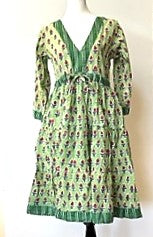 Beautiful Fresh Floral Print Cotton Dress Block Print Short Dress