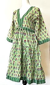 Beautiful Fresh Floral Print Cotton Dress Block Print Short Dress