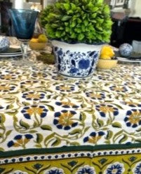 Block Print Mustard Fields Table Cloth is Unique (60 x 90)