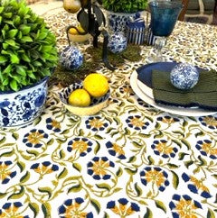 Block Print Mustard Fields Table Cloth is Unique (60 x 90)