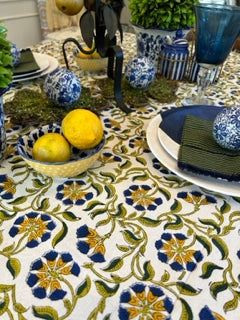 Block Print Mustard Fields Table Cloth is Unique (60 x 90)