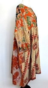 Artisan Kantha Quilt Float Dress. Comfortable and Very Chic (orange)