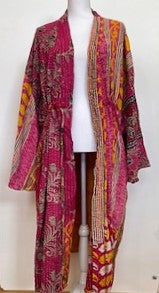 One of a Kind Mixed Print Cotton Artisan  Kimono (Rose)