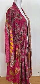 One of a Kind Mixed Print Cotton Artisan  Kimono (Rose)