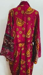 One of a Kind Mixed Print Cotton Artisan  Kimono (Rose)