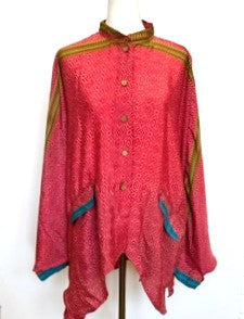 Luxe Silk Tunic: Favorite of the Season (Rose/Camel/Turquoise)