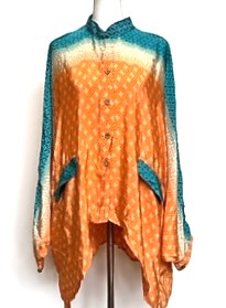 Luxe Silk Tunic: Favorite of the Season (Orange/Aqua)