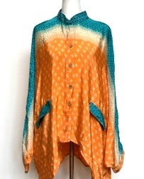 Luxe Silk Tunic: Favorite of the Season (Orange/Aqua)