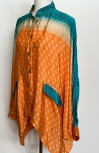 Luxe Silk Tunic: Favorite of the Season (Orange/Aqua)