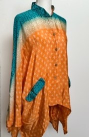 Luxe Silk Tunic: Favorite of the Season (Orange/Aqua)