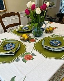 Uptown Elegance With Specialty Placemats/Napkins on Simple Block Print