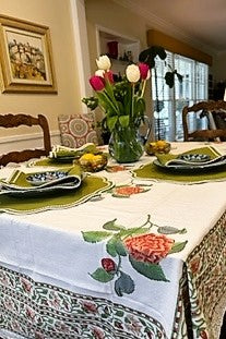 Uptown Elegance With Specialty Placemats/Napkins on Simple Block Print