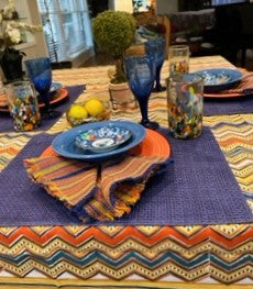 Rick Rack Block Print Table Cloth Is Rich With Color