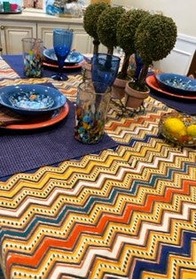 Rick Rack Block Print Table Cloth Is Rich With Color