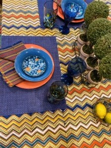 Rick Rack Block Print Table Cloth Is Rich With Color