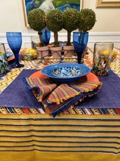 Rick Rack Block Print Table Cloth Is Rich With Color