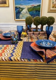 Rick Rack Block Print Table Cloth Is Rich With Color