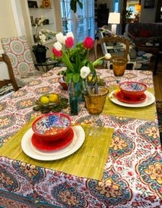 Block Printing At It's Finest. The Stage Is Set For A 5 Star Dinner.