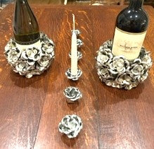 Unique Wine Holder and Matching Candle Holders