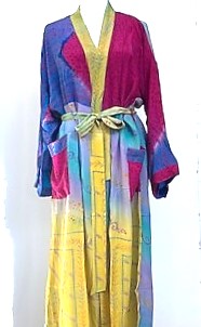 Color Block Long Silk Duster Kimono - A knock out