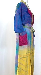 Color Block Long Silk Duster Kimono - A knock out