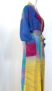 Color Block Long Silk Duster Kimono - A knock out