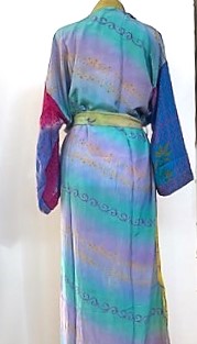 Color Block Long Silk Duster Kimono - A knock out