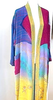 Color Block Long Silk Duster Kimono - A knock out