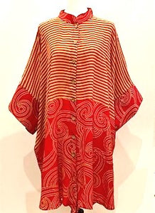 Button Down Tunic Looks and Feels so Right (Red/Bronze)