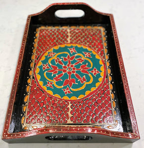 Artisan hand painted small rectangle trays