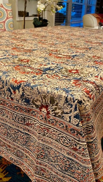 Red & Blue Kalamkari Tablecloth