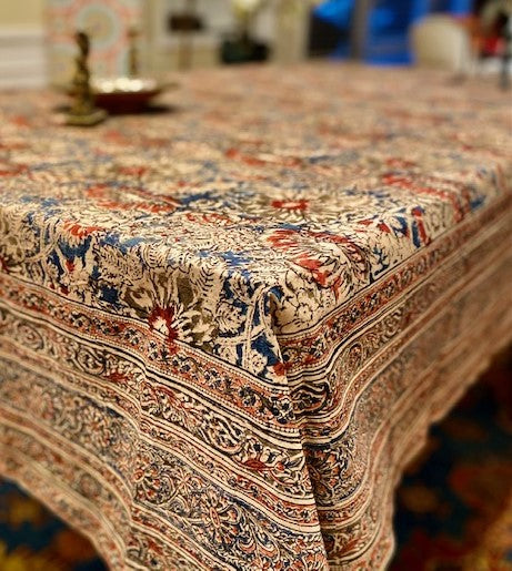 Red & Blue Kalamkari Tablecloth