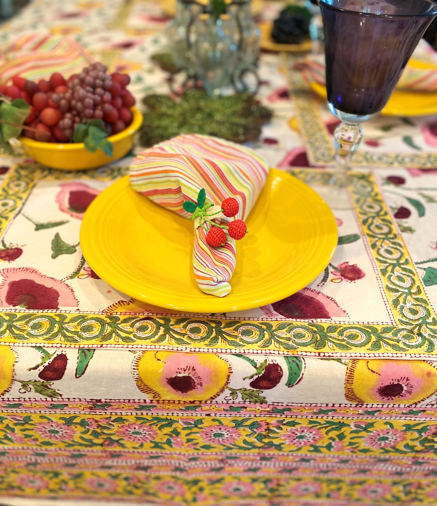 Our Mandalay Summer Tablecloth is welcoming and festive.