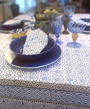 Blue Geometric Print Tablecloth is made with soft 100% cotton and is hand block printed by artisans