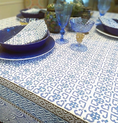 Blue Geometric Print Napkins to match Tablecloth