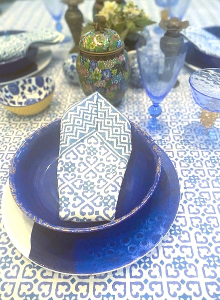 Blue Geometric Print Napkins to match Tablecloth