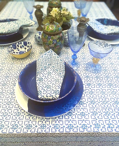 Blue Geometric Print Napkins to match Tablecloth