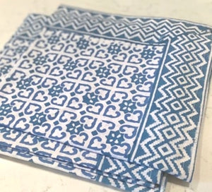 Blue Geometric Print Tablecloth is made with soft 100% cotton and is hand block printed by artisans