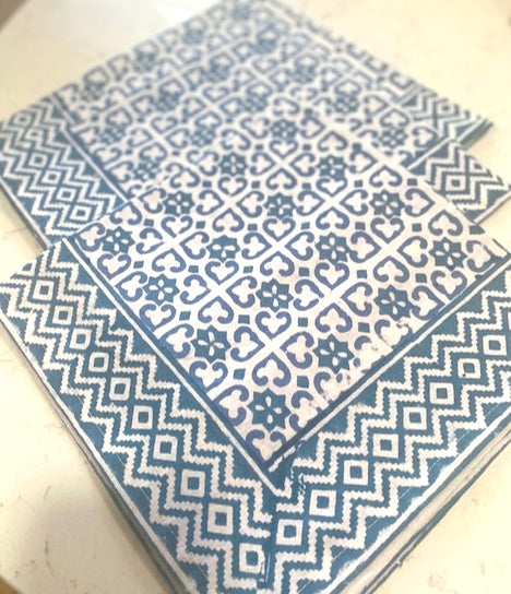 Blue Geometric Print Napkins to match Tablecloth