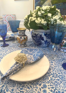 Blue Vine Napkins matching the Blue Vine Tablecloth.